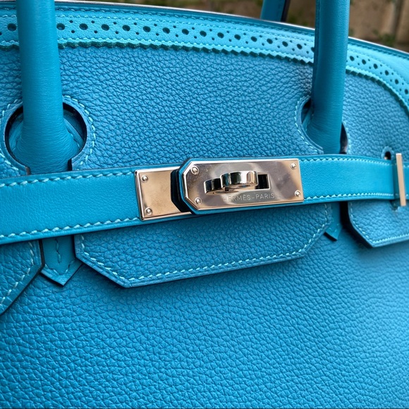 LIMITED EDITION HERMÈS BIRKIN 35 Ghillies Turquoise bag - Picture 6 of 10